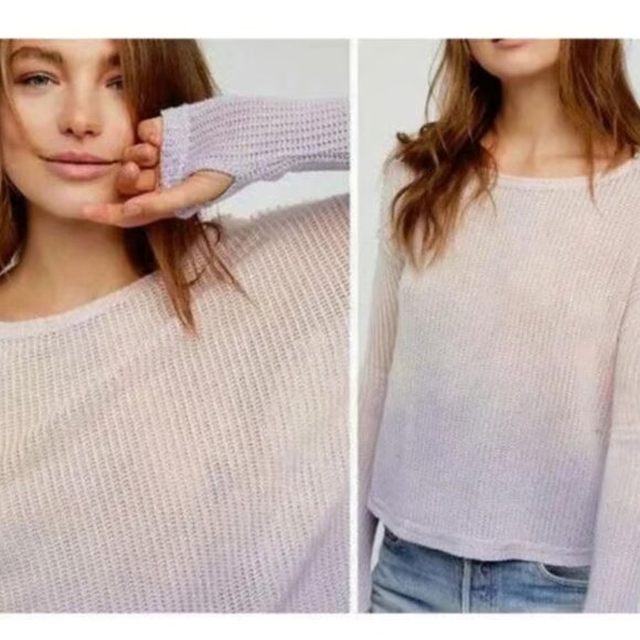 We The Free NWT Smokewash Hacci Moonstone Purple Ombre Crop Sweater S - Picture 3 of 10